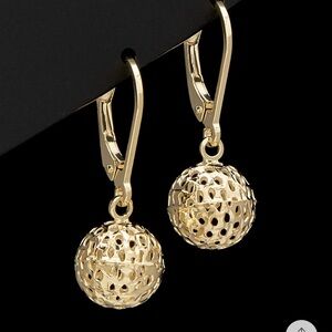 14K Italian Gold Filigree Ball Drop Earrings Beautiful